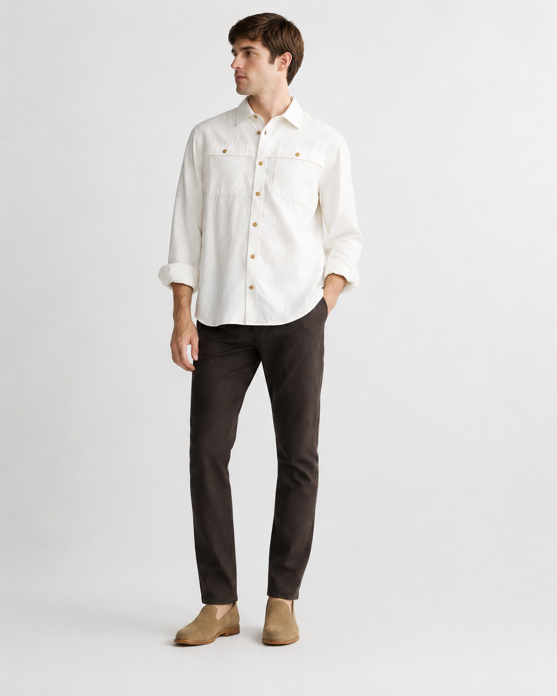 White Double Pocket Shirt
