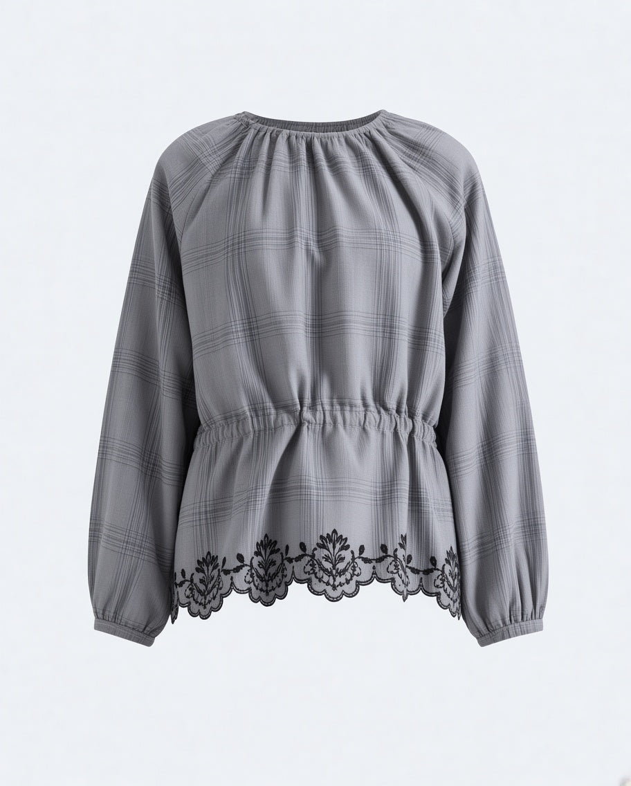 Checkered Embroidered Shirt