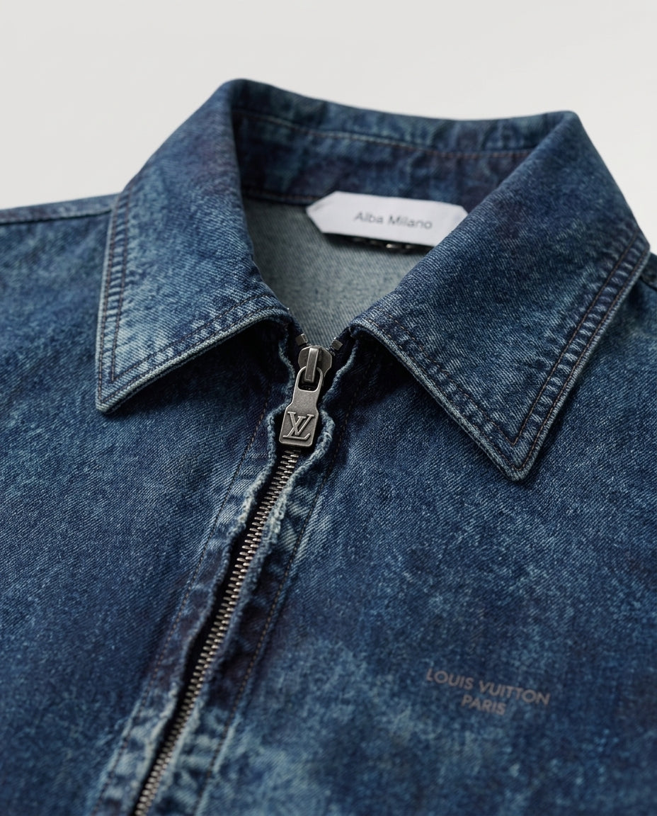 Men's Blue Denim Button Down Jacket 2