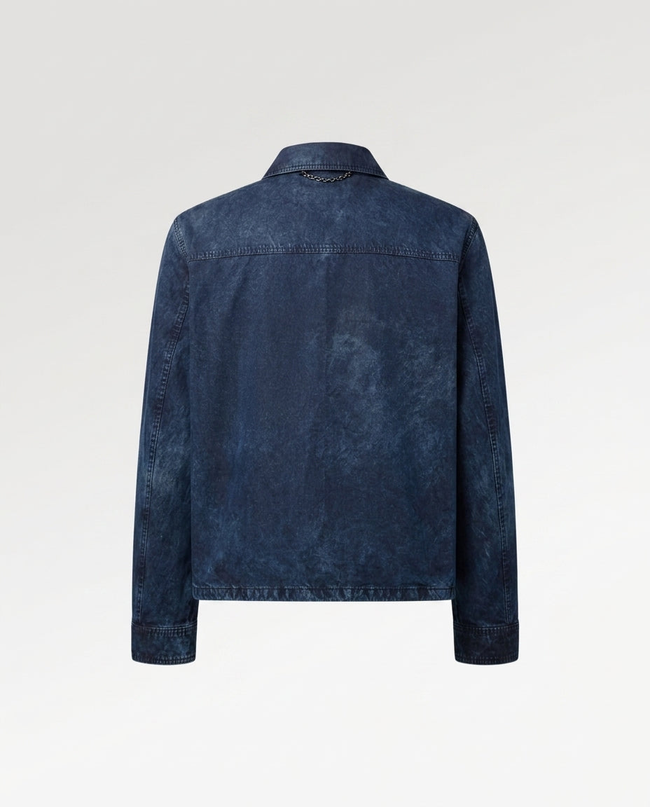 Men's Blue Denim Button Down Jacket 3