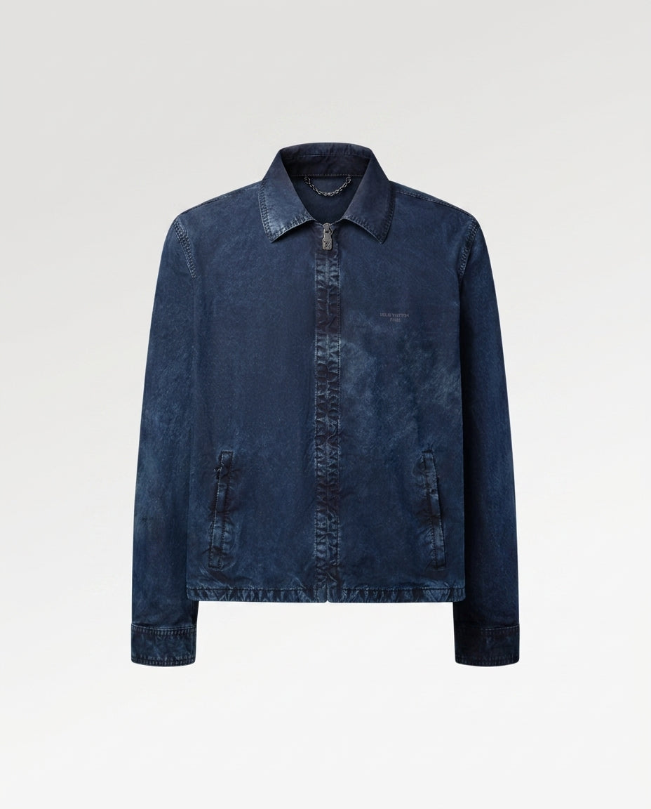 Men's Blue Denim Button Down Jacket 4