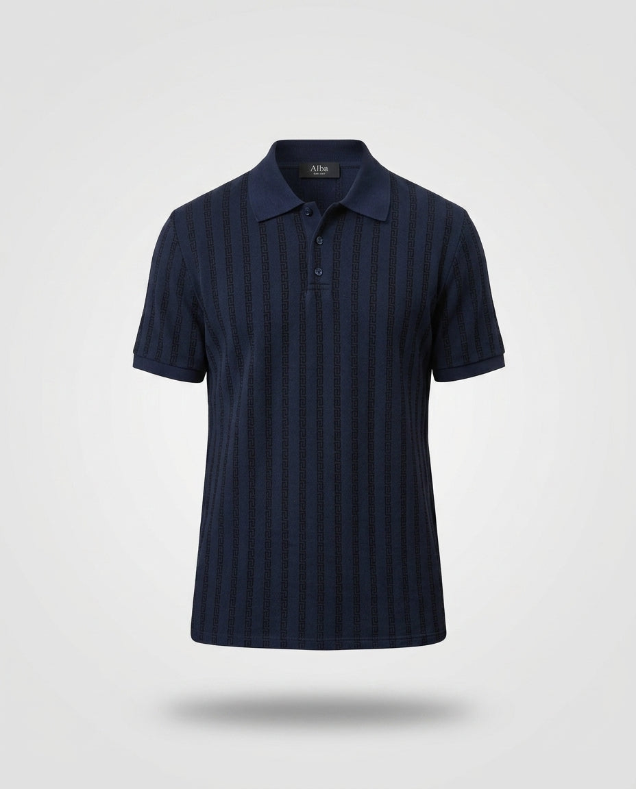 Men's Navy Blue Textured Polo Shirt