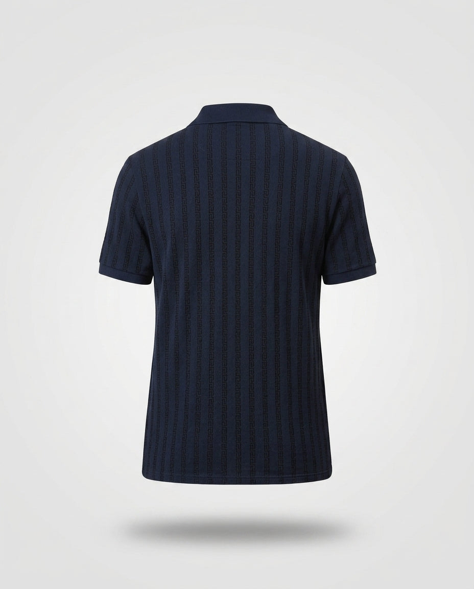 Men's Navy Blue Textured Polo Shirt