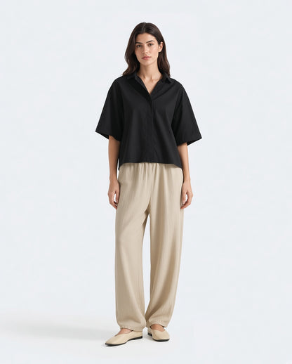 Women's Black Oversized Button Up Shirt