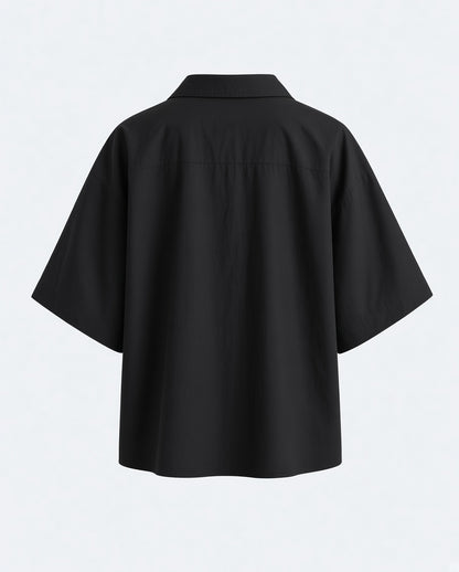 Women's Black Oversized Button Up Shirt 3