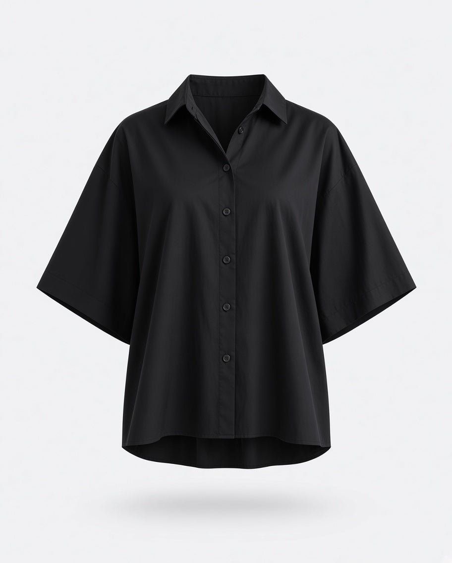 Women's Black Oversized Button Up Shirt 4