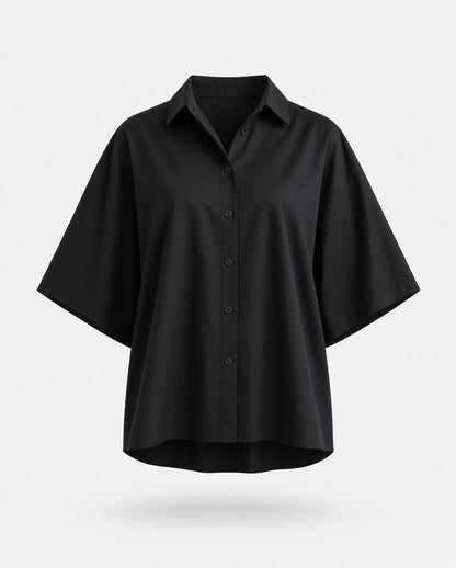 Women's Black Oversized Button Up Shirt 4