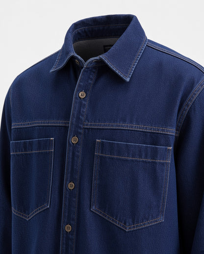Denim Shirt with Stitching Details