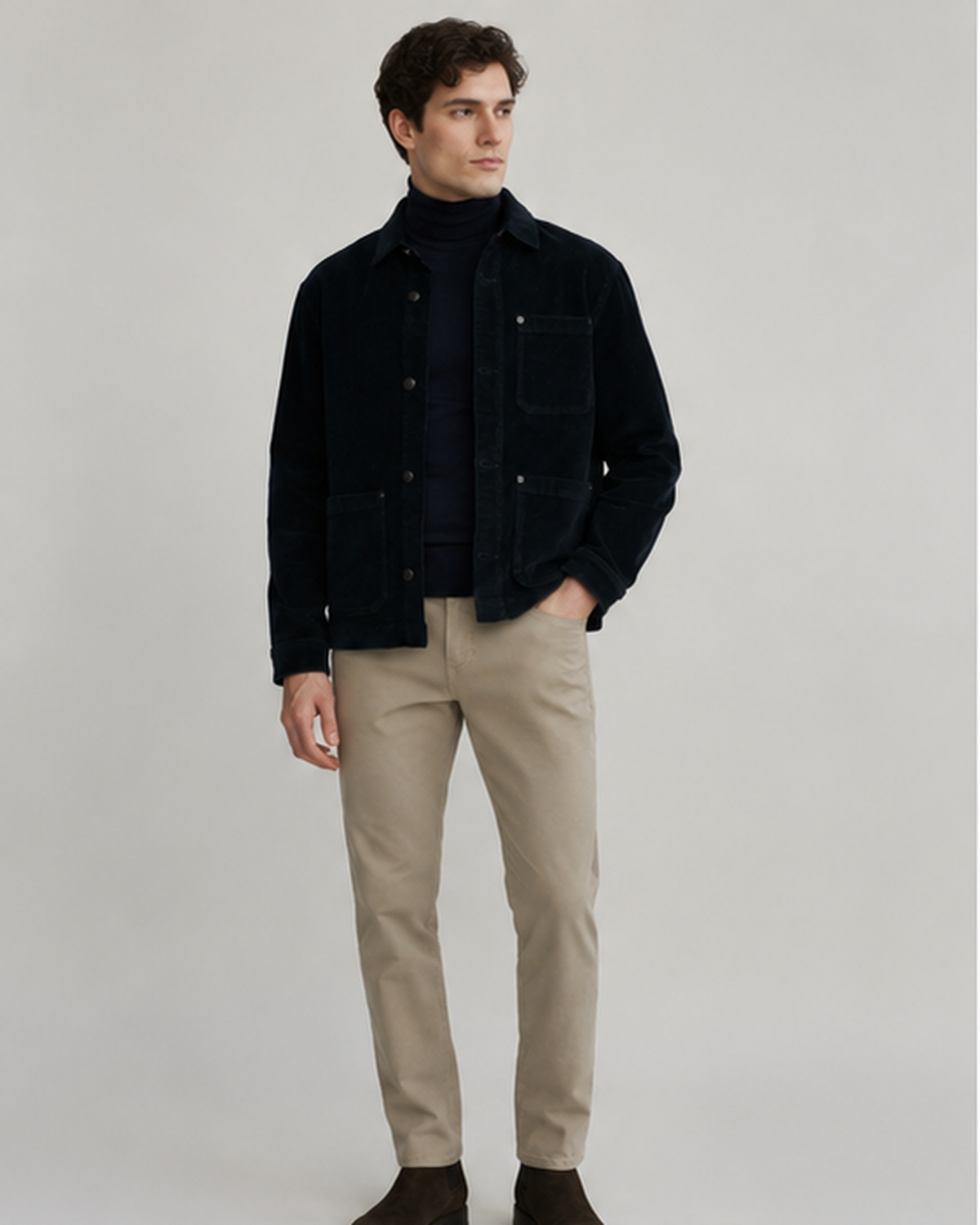 Black Corduroy Workwear Jacket