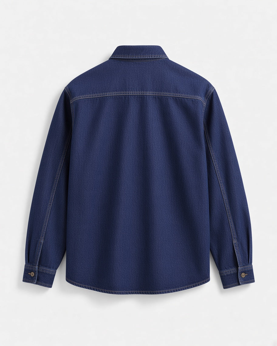 Denim Shirt with Stitching Details